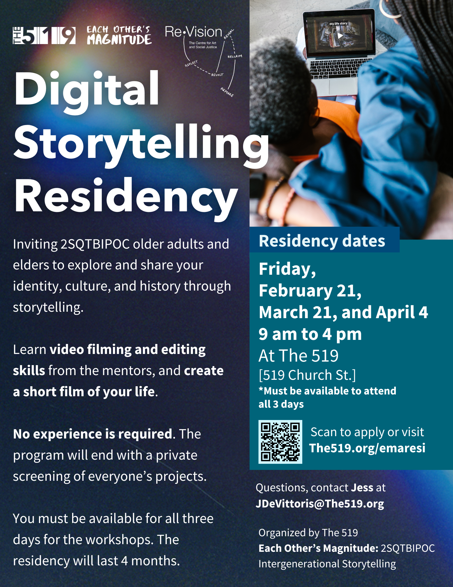 Flyer for Digital Storytelling Residency.